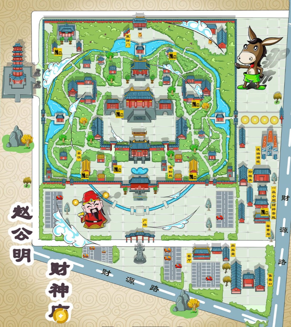 南丰寺庙类手绘地图